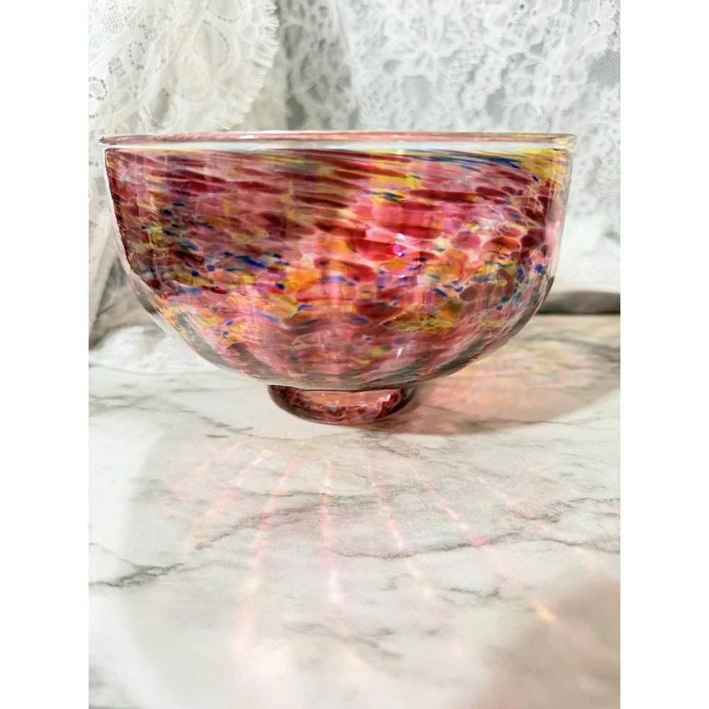 Beautiful Hand Blown Glass Bowl With Signature Dated 2003 6
